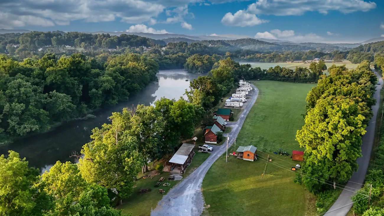 Aerial view of Meredith Valley on the River